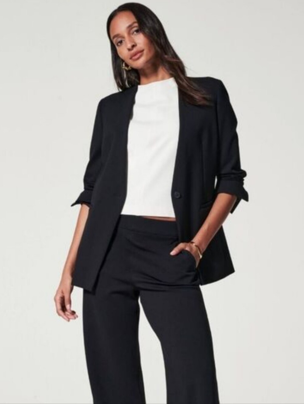 Spanx The Perfect Collarless Blazer In Black Size XS